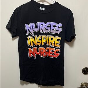 Comfort Colors Black /Purple Short Sleeve Tee S/P\/CH Nurses Inspire Nurses logo